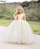 Robes de fille de fleur ￠ paillettes en or paillettes pour le mariage Joue de bouff￩e en bas ￢ge princesse Little Girl's Pageant Robes de f￪te longs Kids First First Communion Robe CL1813