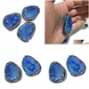 Encantos Colgante de piedra natural Irregar Forma Clúster de cristal azul para la fabricación de joyas DIY Pulsera Collar Pendiente Accesorios Dhaz8