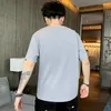 Herr t-skjortor kort ärm t-shirt 2023 sommar rund nack koreansk halvkläder trend lös modemärke par