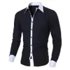 Hommes chemises décontractées de luxe à manches longues col rabattu chemise en lin ample Blouse hauts Design mince noir blanc gris vêtements 230208