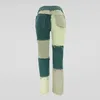 Women's Jeans Jade Green Women Patchwork Baggy Woman Pants Straight Mom Female Sexy Denim JEAN Loose FashionWomen's