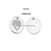 Charms 2 pièces/lot or acier inoxydable mois de naissance fleur pendentif pour bricolage collier boucles d'oreilles fabrication de bijoux cadeau d'anniversaire femmes D Dh7U0