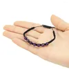 Strand Adjustable Natural Amethyst Chakra Crystal Stone Braided Bracelet Charm Jewelry Wristband Bangle For Women Men
