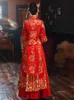 Vêtements ethniques Traditionnel Rétro Chinois Haute Qualité Fleur Broderie Mariée Robe De Mariée Satin Demi Manches Marry Cheongsam