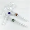 glass oil burner smoking pipes 10cm mini thick clear oil burer with colorful handle pyrex glass tube cheap hand pipes