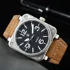 2023 Wristwatches Men Automatic Automatic Mechanical Watch Bell Brown Leather Rubber Ross Wristwatches Multifunction Six Stitches VM03