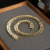 14k 18k Gold Plated Mans Bracelet Iced Out Miami Cuban Link Chain Stainless Steel Necklace