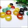 Bands anneaux pour femmes Agate Natural Jade Men de mariage Love Christmas Gifts Bijoux Gemstone Ring Drop Livrot Bijoux DHSB3