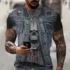 Hip Hop Sportwear Punk Casual Loose Track Herbst Männer Cool Print Fake Zweiteiler 3D T-Shirt 002