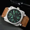 2023 Wristwatches Men Automatic Automatic Mechanical Watch Bell Brown Leather Rubber Ross Wristwatches Multifunction Six Stitches VM03