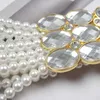 Gürtel Handgefertigte breite Schichten Perlenweben Taillengürtel für Frauen Luxus Strass elastischer Bund europäisches Kleid Korsett Ceinture Strap G230207
