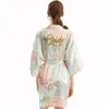 Vêtements de nuit pour femmes Satin vêtements de nuit Lingerie intime décontracté imprimé fleur Robe de mariée été demi manches Kimono Robe de peignoir