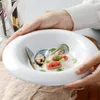 Bowls Round White Ceramic Fruit Salad Bowl Soup Creative Home Restaurant Tableware Snack Dessert Dishes Plate Basins