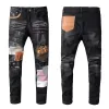 Mens Jeans amri jeans amri pants Jeans 2023Winter Ami Mens Gray Designer Brand Famous Slim-leg Pants Men Elastic Black Skinny Jean Washed Casual Purple jeans U1GO