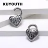 Navel Bell Button Rings KUYOUTH Retro Stainless Steel Heart Lock Magnet Ear Weight Gauges Body Jewelry Earring Piercing Expanders Stretchers 2PCS 230208