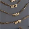 Anklets 19802010 سنة الميلاد رقم سوار الساق المجوهرات من الفولاذ المقاوم للصدأ الأساور الكاحل الوردية اللون الخلو