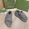 Designer High Platform Slide Sandals Lady Canvas tjocka bottnar glider flip flops mode Summer Slipper Beach Shoes 35-42 NO298C