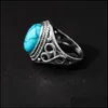 Pierścienie opaski Natural Stone Blue Turquoises Palcem Vintage Antique Fashion Biżuter