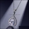 Pendant Necklaces Teardrop 3A Cubic Zirconia Necklace Jewelry For Women Elegant Cz Micro Pave 925 Sier Bride Bridesmaid Wedding Jewe Dh6Kc