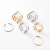 Klusterringar Öppen ring för män Kvinnor AJUSTABLE Simple 1 eller 2 3 Lines Rose Gold Silver Color Rostfritt stål Fashion Jewelry (GR280)