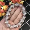 Link Bracelets Chain 14mm Natural Himalaya Rock Crystal Bracelet Jewelry For Women Lady Men Powerful Snow Round Beads Rare Gemstone