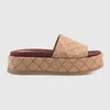 High-end Womens Fashion Slippers 55mm Platform Sandaler Canvas Wedges