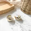 Stud Earrings Silver Pin Golden Semicircle Metal Needle For Women Girl Fashion Jewelry Accessories