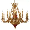 Lustres Lustre Classique Bronze Antique Lampe Suspendue Ferme Lampe Dorée Rétro Pendentif Pour Salon El Lobby Home Bar