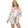 Camicette da donna Donna Casual Vintage Kimono Cardigan Donna 2023 Lungo all'uncinetto Chiffon Orlo irregolare Preto Camicetta stampata floreale allentata Top