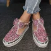 Klädskor lazyseal kvinnor platt loafers kvinna strass skor kvinnlig hösten casual plattform glitter design slip på skor dropshipping t230208