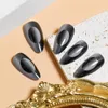 False Nails VV Meijiaer Black Hard Ins 트렌드 디자인 아크릴 아몬드 날카로운 전체 커버 인공 언론 on