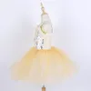 Scene Wear Girls Women Ballet Dance Kjol Yellow Gaze Tutu Costume Fairy Custom Embroidered Sequins Full Of Art