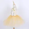 Stage Wear Girls Women Ballet Dance Skirt Yellow Gauze Tutu Costume Fairy Custom Embroidered Sequins Full Of Art