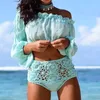 Sarongs Vertvie 2023 Summer feminino Lanterna Lanterna Lanterna Off -Onche Artilha de praia Tops Sexy Tops 1 Peça Nada de maiô