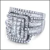 Br￶llopsringar charm kvinnlig vit kristall sten ring set lyx f￶r kvinnor vintage brudtorg engagemang grossist 1857 t2 drop del dhkmv