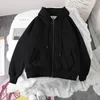 Sweats à capuche pour femmes Sweatshirts solide surdimensionné à capuche fermeture éclair femme vêtements hiver Plus velours ample tout-match manteau décontracté femmes sweat Couple vêtements 230208