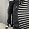 Calça Jeans Baggy Masculina Y2K Estilista de Moda Preto Estampado com Estrelas Bottoms Streetwear Casual Cintura Baixa Calça Denim Reta Solta