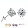 Stud Women Koreańskie kolczyki koronne luksusowe złoto złoto clear purple niebieski niebieski cyrkon z cyrkonia cZ diament