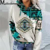 Womens Hoodies Sweatshirts Women Vintage Boho Printed Hooded Sweatshirt Autumn Female Long Sleeve Drawstring Casual Loose Pullover 230208