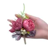 Decorative Flowers Wedding Decoration Peony Corsage European Reusable Artificial Flower Bride Groom Clothes Silk Pink Red Orange