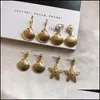 Dangle Chandelier Fashion Bohemian Gold Starfish Conch Cowary Shell Large Circle Drop Earrings For Women Pearl Delivery Jewelry Dhn8M