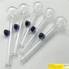 glass oil burner smoking pipes 10cm mini thick clear oil burer with colorful handle pyrex glass tube cheap hand pipes