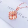 Ketten Purpur Gold plattiert 14K Rose glänzende offene Blume Pendellennhalte für Frau Glamour elegante Schmuckketten