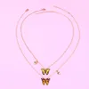 Chaînes 2pcs Amitié Collier Papillon Coloré Ami BFF Pour Filles Femmes Amis Cadeau D'anniversaire Longue Distance