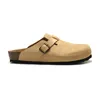 Boston Clog Men Men Designer Sandals Sandały Skórzane głowica Pull Cork Flats Mules Woody Mokora do leniwy śliski Brązowe Slajdy Slajdy 443ess