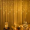 Strings Jaar Icicle Fairy Curtain Light String Waterfall Outdoor Decor Droop Led Xmas Decoration Nelled