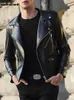 Mens Leather Faux Mauroicardi Spring Autumn Short Fited Cool Black Biker Jacket Men Zipper Long Sleeve Plus Size Clothing 4XL 5XL 230207