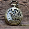 Pocket Watches & Fob Bronze Wolf Animal Quartz Necklace Women/Mens Pendant Watch Gift