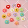 Andra 30st 22mm Daisy Flower Flatback Harts Components Cabochons Scrapbook Craft DIY PROBBELLAGES Telefondekor Huvudbonad tillbehör Dhjat