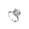 Bagues de Grappe Ronde 5 Moissanite Diamant Classique Six Griffe S925 Bague En Argent Sterling Femme Fiançailles Cadeau Prong Réglage Fine Jewelry